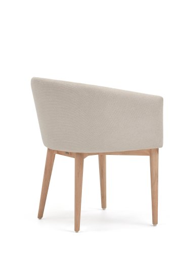 KAVE HOME Harlan spisebordsstol, m. armln - beige chenille stol og natur asketr