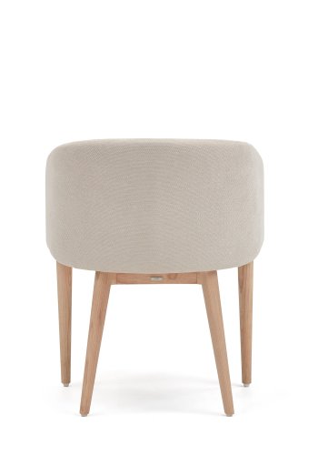 KAVE HOME Harlan spisebordsstol, m. armln - beige chenille stol og natur asketr