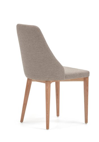 KAVE HOME Rosie spisebordsstol - brun chenille stof og natur asketr