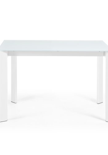 KAVE HOME Axis spisebord, m. butterflybordplade - hvid glas og hvid stl (120(180)x80)