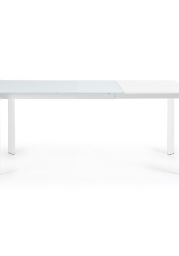 KAVE HOME Axis spisebord, m. butterflybordplade - hvid glas og hvid stl (120(180)x80)