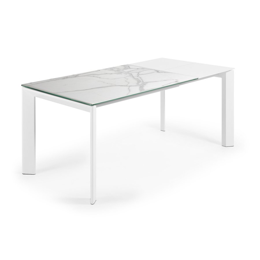 KAVE HOME Axis spisebord, m. butterflybordplade - porceln og hvid stl (120(180)