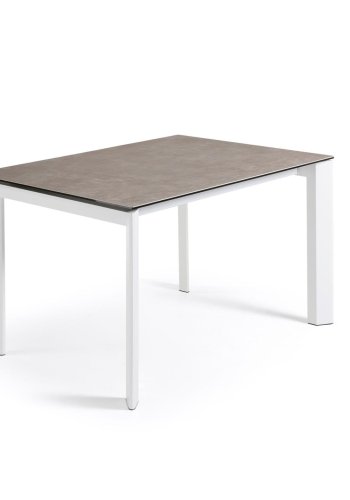 KAVE HOME Axis spisebord, m. butterflybordplade - Vulcano Ceniza porceln og hvid stl (120(180)