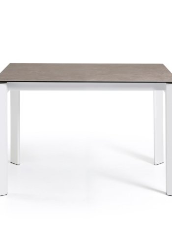 KAVE HOME Axis spisebord, m. butterflybordplade - Vulcano Ceniza porceln og hvid stl (120(180)
