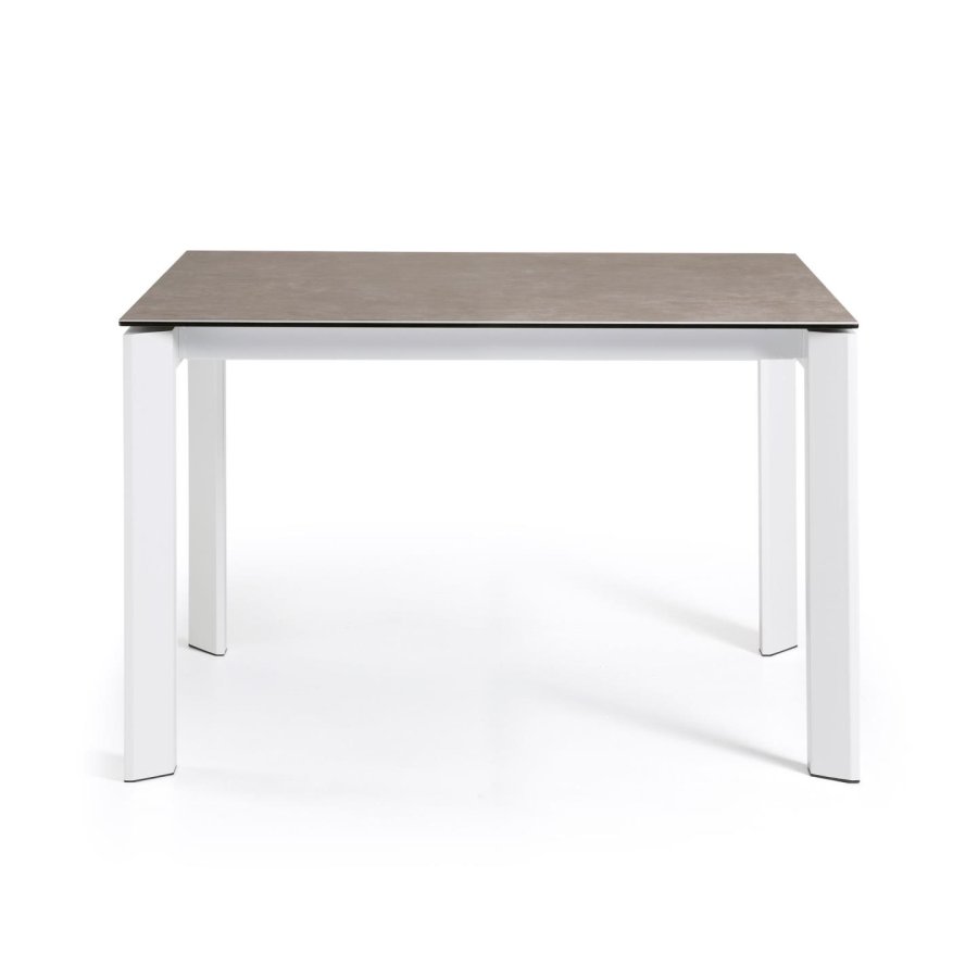 KAVE HOME Axis spisebord, m. butterflybordplade - Vulcano Ceniza porceln og hvid stl (120(180)