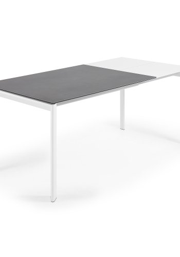 KAVE HOME Axis spisebord, m. butterflybordplade - gr porceln og hvid stl (120(180)x80)