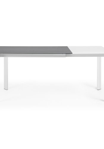 KAVE HOME Axis spisebord, m. butterflybordplade - gr porceln og hvid stl (120(180)x80)