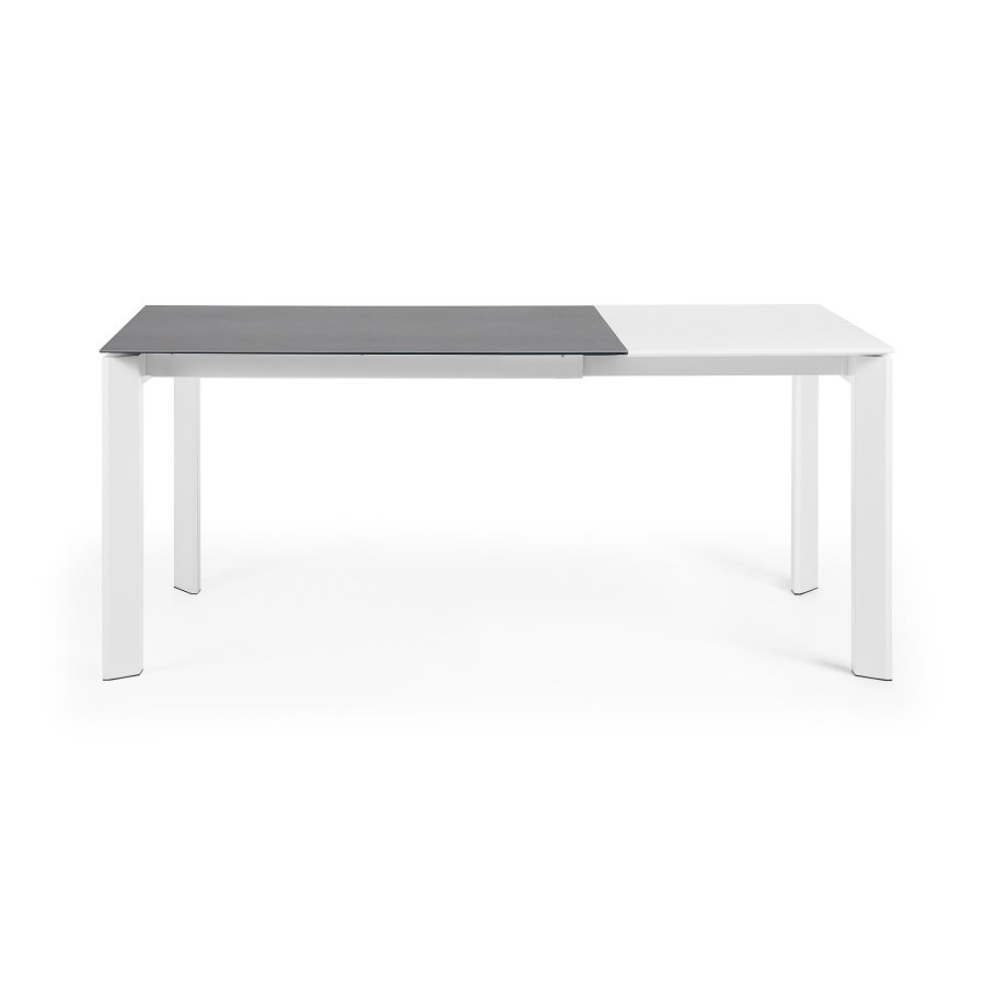 KAVE HOME Axis spisebord, m. butterflybordplade - gr porceln og hvid stl (120(180)x80)