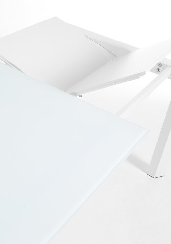 KAVE HOME Axis spisebord, m. butterflybordplade - hvid glas og hvid stl (140(200)x90)