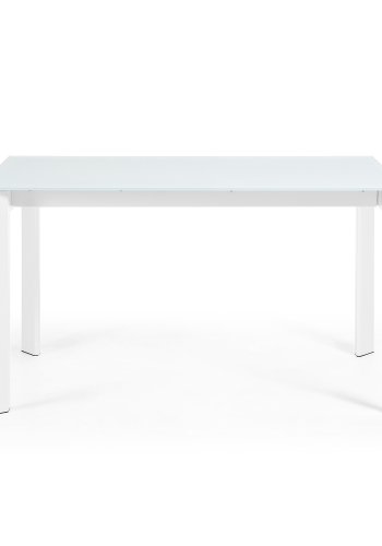 KAVE HOME Axis spisebord, m. butterflybordplade - hvid glas og hvid stl (140(200)x90)