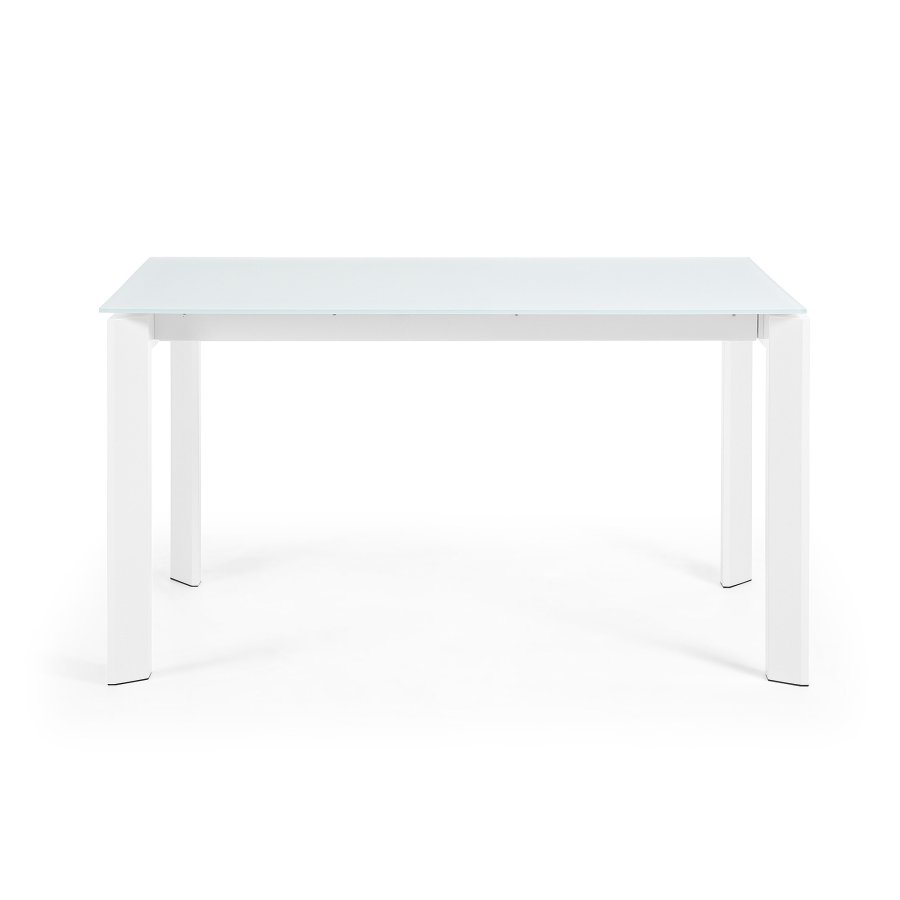 KAVE HOME Axis spisebord, m. butterflybordplade - hvid glas og hvid stl (140(200)x90)