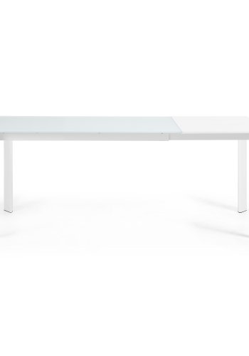 KAVE HOME Axis spisebord, m. butterflybordplade - hvid glas og hvid stl (140(200)x90)