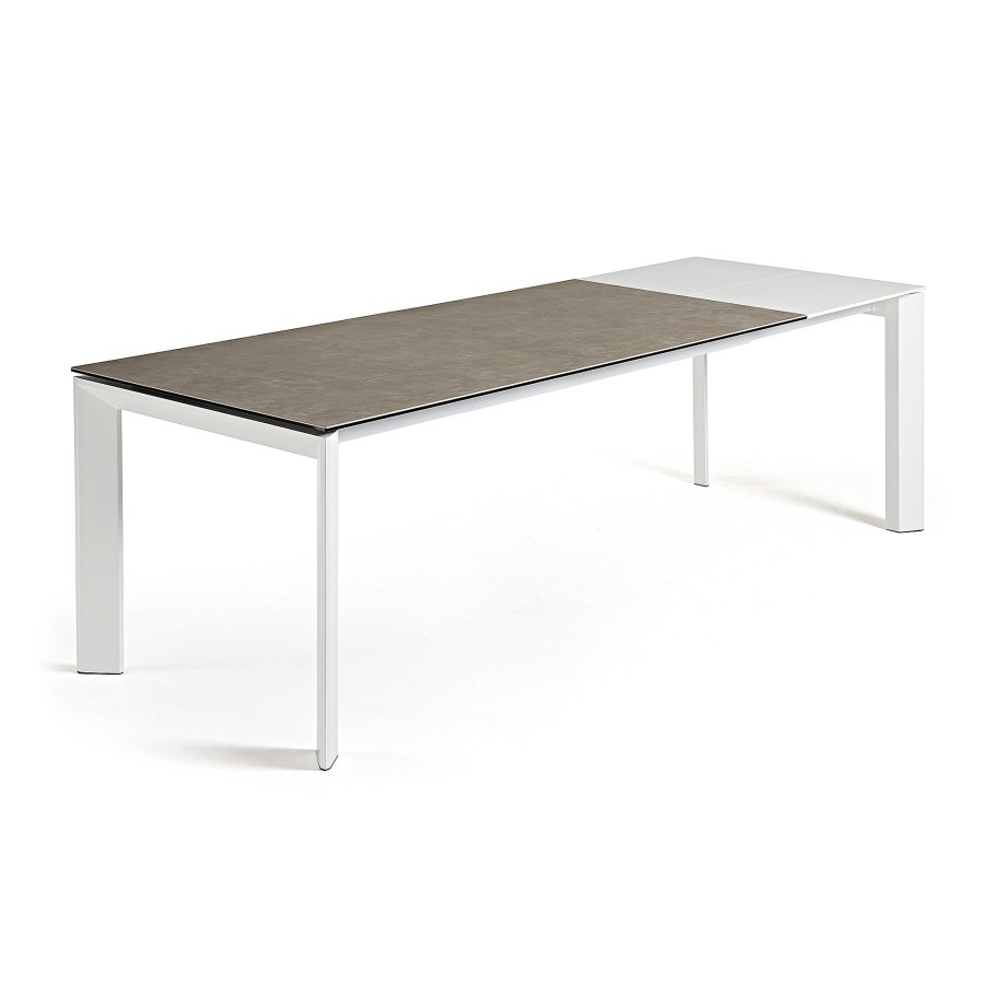KAVE HOME Axis spisebord, m. butterflybordplade - Volcano Ash porceln og hvid stl (140(200)