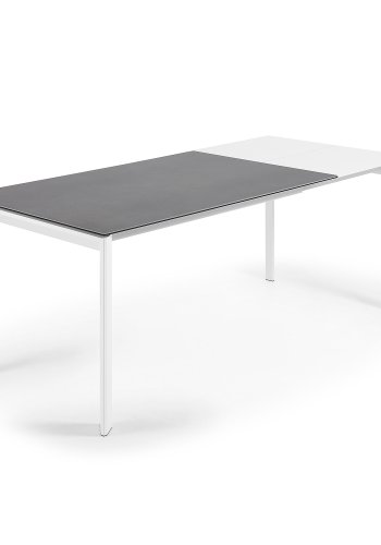 KAVE HOME Axis spisebord, m. butterflybordplade - gr porceln og hvid stl (140(200)x90)