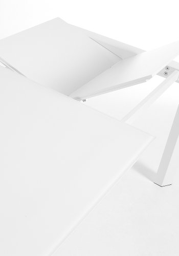 KAVE HOME Axis spisebord, m. butterflybordplade - hvid glas og hvid stl (160(220)x90)