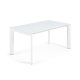 KAVE HOME Axis spisebord, m. butterflybordplade - hvid glas og hvid stl (160(220)x90)