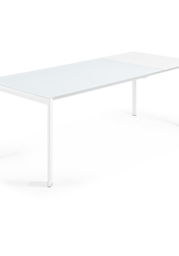 KAVE HOME Axis spisebord, m. butterflybordplade - hvid glas og hvid stl (160(220)x90)