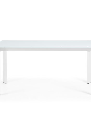 KAVE HOME Axis spisebord, m. butterflybordplade - hvid glas og hvid stl (160(220)x90)