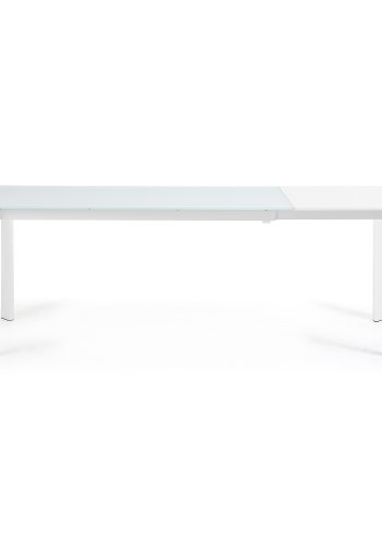 KAVE HOME Axis spisebord, m. butterflybordplade - hvid glas og hvid stl (160(220)x90)