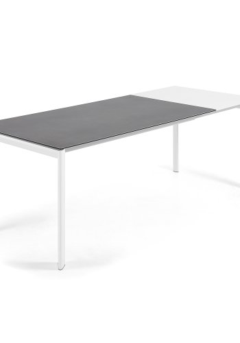 KAVE HOME Axis spisebord, m. butterflybordplade - gr porceln og hvid stl (160(220)x90)
