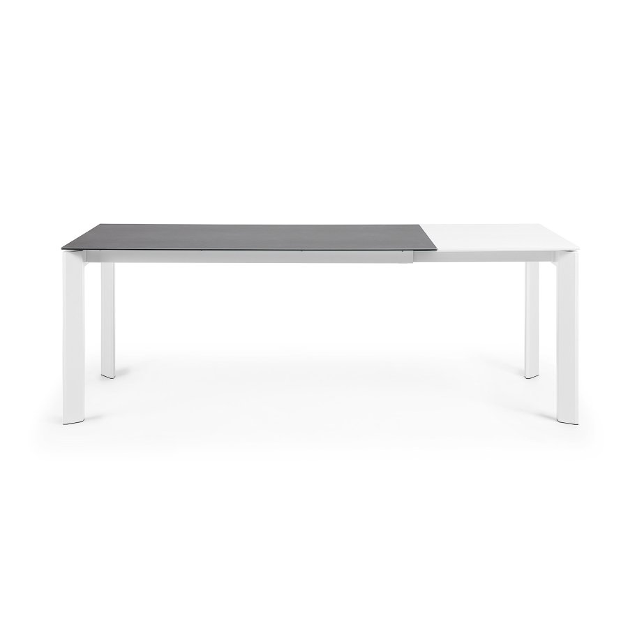 KAVE HOME Axis spisebord, m. butterflybordplade - gr porceln og hvid stl (160(220)x90)