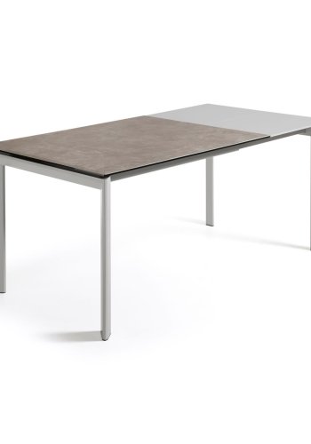 KAVE HOME Axis spisebord, m. butterflybordplade - Vulcano Ceniza porceln og gr stl (120(180)