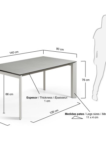 KAVE HOME Axis spisebord, m. butterflybordplade - Hydra Lead porceln og gr stl (140(200)