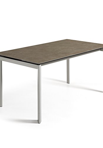 KAVE HOME Axis spisebord, m. butterflybordplade - Volcano Ash porceln og gr stl (140(200)