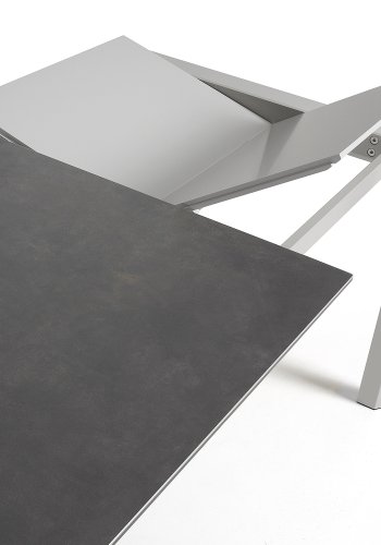 KAVE HOME Axis spisebord, m. butterflybordplade - gr porceln og gr stl (140(200)x90)