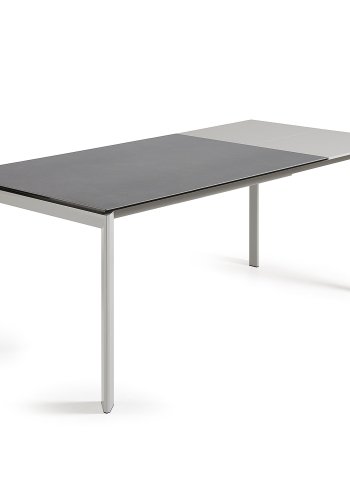 KAVE HOME Axis spisebord, m. butterflybordplade - gr porceln og gr stl (140(200)x90)