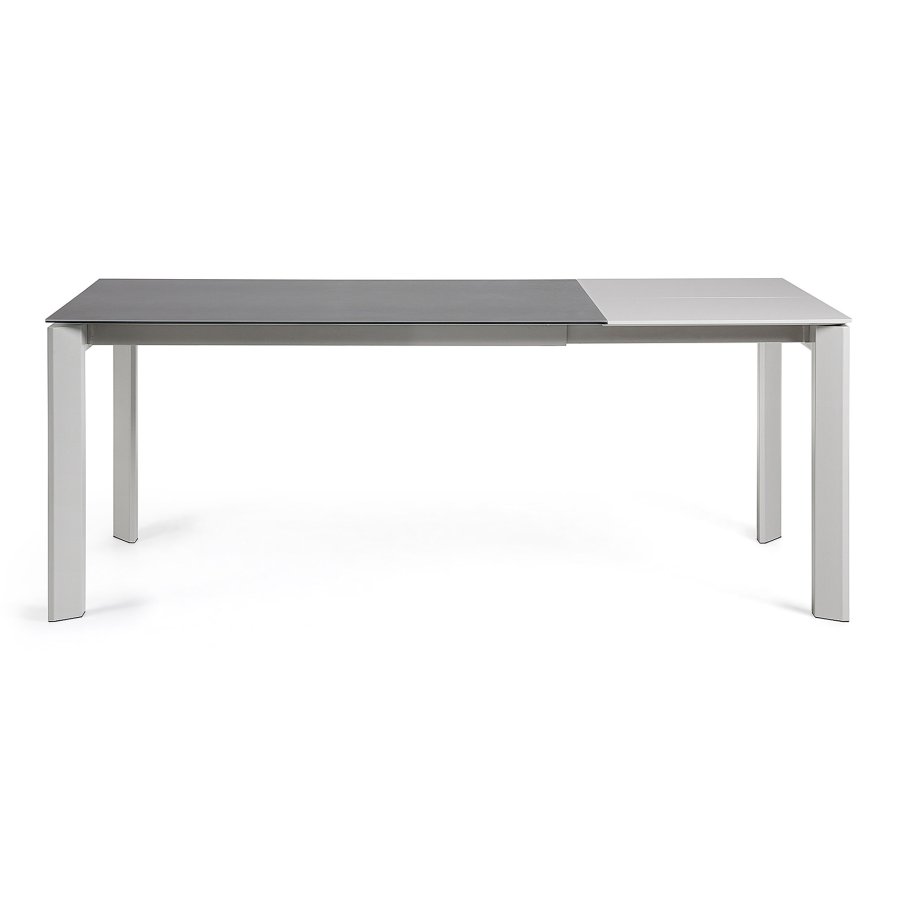 KAVE HOME Axis spisebord, m. butterflybordplade - gr porceln og gr stl (140(200)x90)