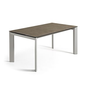 KAVE HOME Axis spisebord, m. butterflybordplade - Vulcano Ceniza porceln og gr stl (160(220)