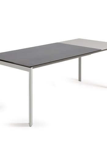 KAVE HOME Axis spisebord, m. butterflybordplade - gr porceln og gr stl (160(220)x90)