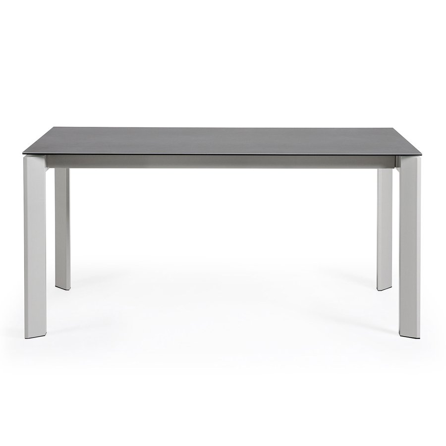 KAVE HOME Axis spisebord, m. butterflybordplade - gr porceln og gr stl (160(220)x90)