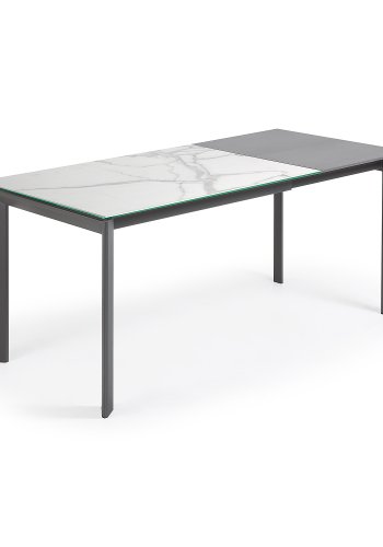 KAVE HOME Axis spisebord, m. butterflybordplade - Kalos Blanco porceln/mrkegr stl (120(180)