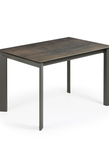 KAVE HOME Axis spisebord, m. butterflybordplade - Iron Moss porceln/antracitgr stl (120(180)