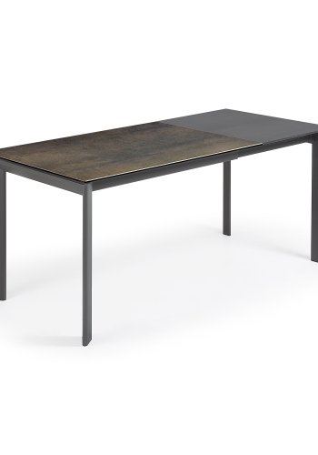 KAVE HOME Axis spisebord, m. butterflybordplade - Iron Moss porceln/antracitgr stl (120(180)