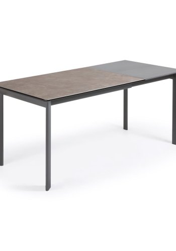 KAVE HOME Axis spisebord, m. butterflybordplade - Vulcano Ceniza porceln/antracitgr stl (120(180)