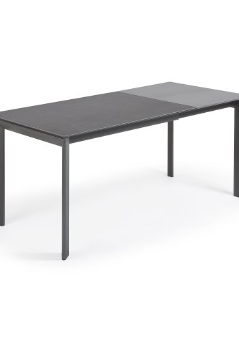 KAVE HOME Axis spisebord, m. butterflybordplade - gr porceln og mrkegr stl (120(180)x80)