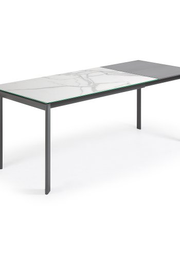 KAVE HOME Axis spisebord, m. butterflybordplade - Kalos Blanco porceln/mrkegr stl (140(200)