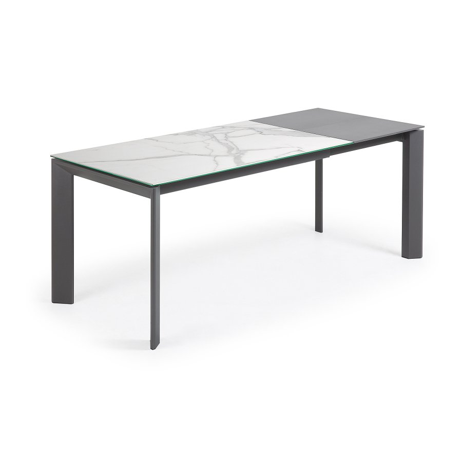 KAVE HOME Axis spisebord, m. butterflybordplade - Kalos Blanco porceln/mrkegr stl (140(200)