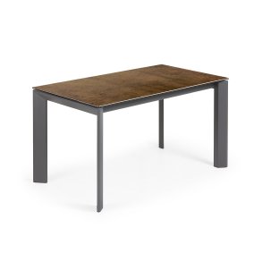 KAVE HOME Axis spisebord, m. butterflybordplade - Iron Corten porceln/mrkegr stl (140(200)