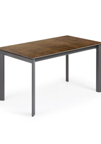KAVE HOME Axis spisebord, m. butterflybordplade - Iron Corten porceln/mrkegr stl (140(200)