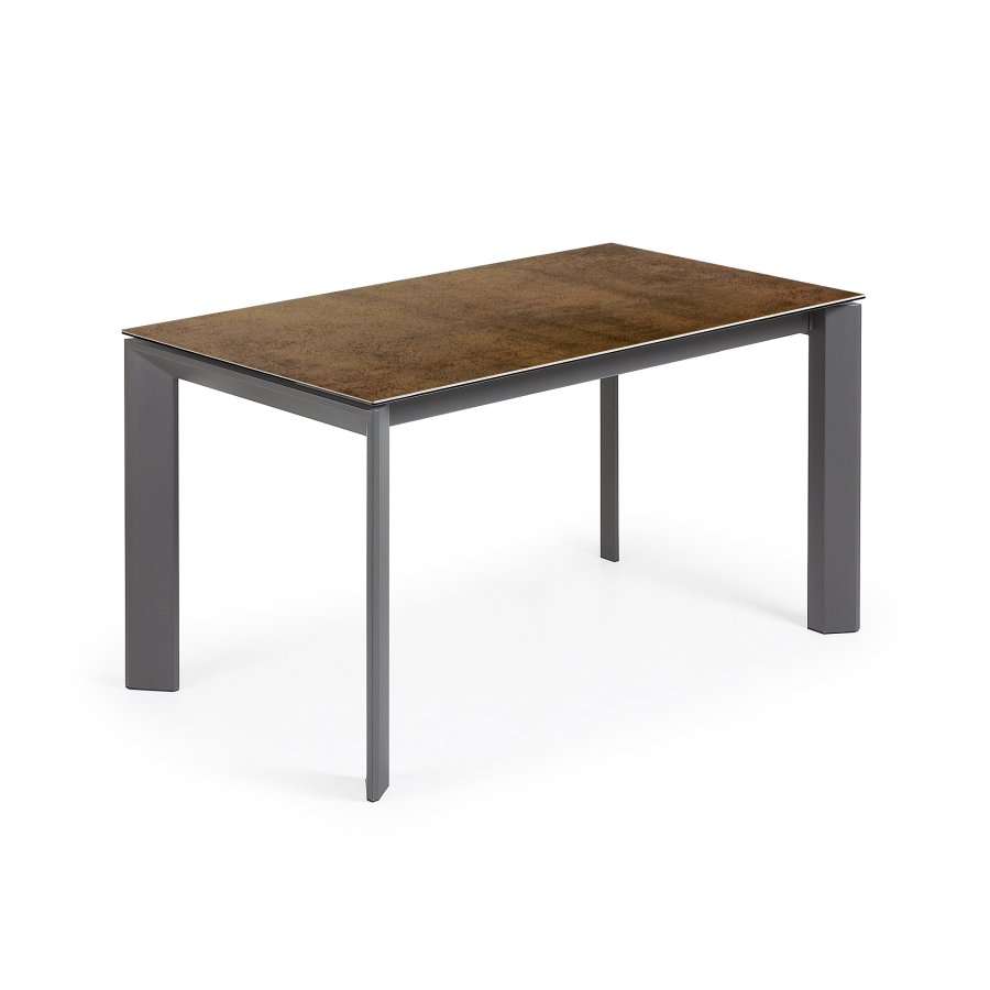 KAVE HOME Axis spisebord, m. butterflybordplade - Iron Corten porceln/mrkegr stl (140(200)