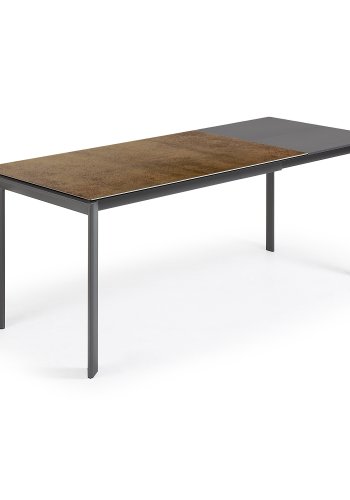 KAVE HOME Axis spisebord, m. butterflybordplade - Iron Corten porceln/mrkegr stl (140(200)