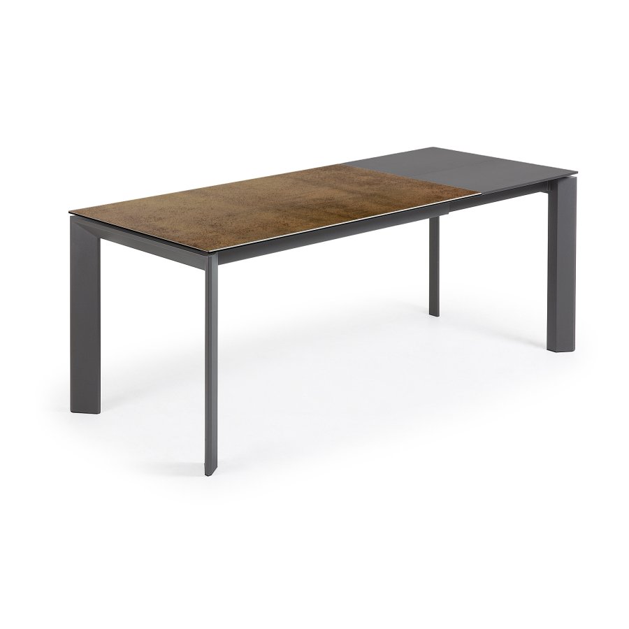 KAVE HOME Axis spisebord, m. butterflybordplade - Iron Corten porceln/mrkegr stl (140(200)