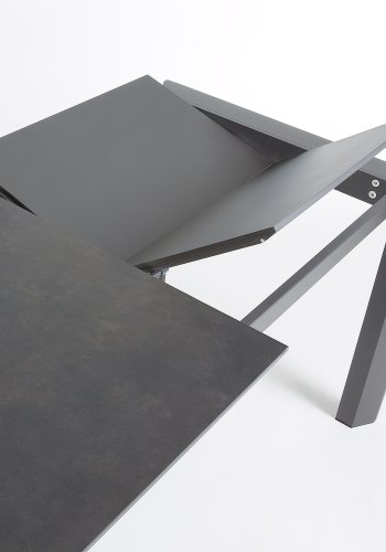 KAVE HOME Axis spisebord, m. butterflybordplade - gr porceln og mrkegr stl (140(200)x90)