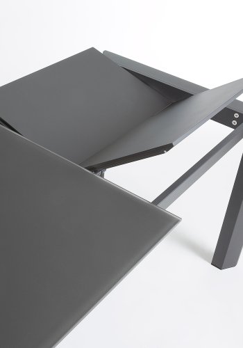 KAVE HOME Axis spisebord, m. butterflybordplade - gr glas og mrkegr stl (160(220)x90)
