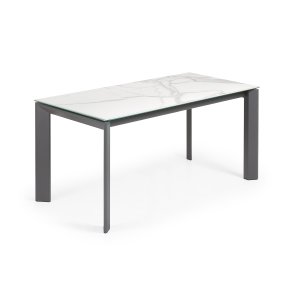 KAVE HOME Axis spisebord, m. butterflybordplade - hvid Kalos porceln/antracitgr stl (160(220)