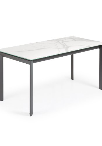 KAVE HOME Axis spisebord, m. butterflybordplade - hvid Kalos porceln/antracitgr stl (160(220)